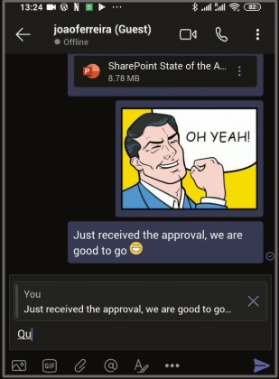 Quote a message on mobile