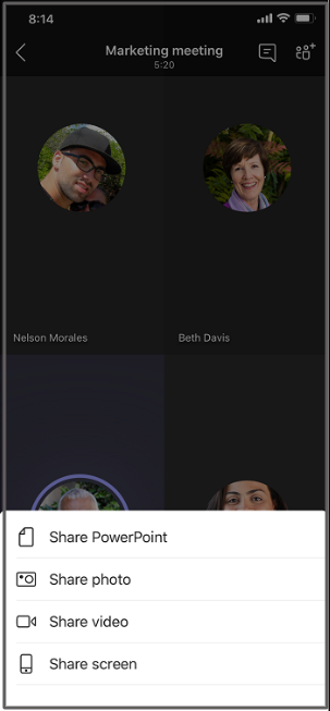 Share content in a meeting from your cell phone